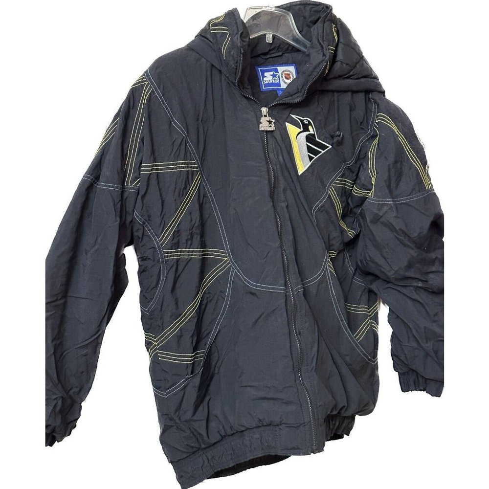 90’s Mens L Back Spellout NHL Pittsburgh Penguins Jacket Quilted Korea‎